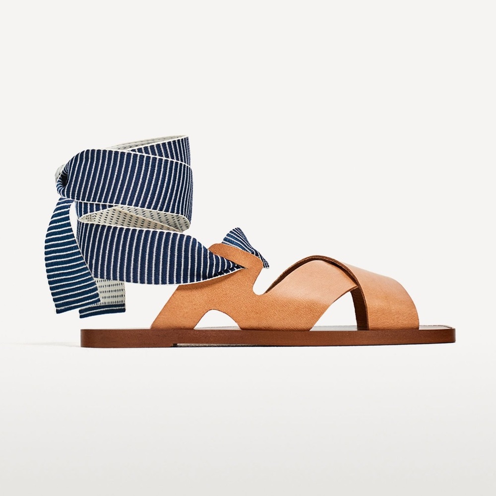 Zara leather wraparound sandals size 7